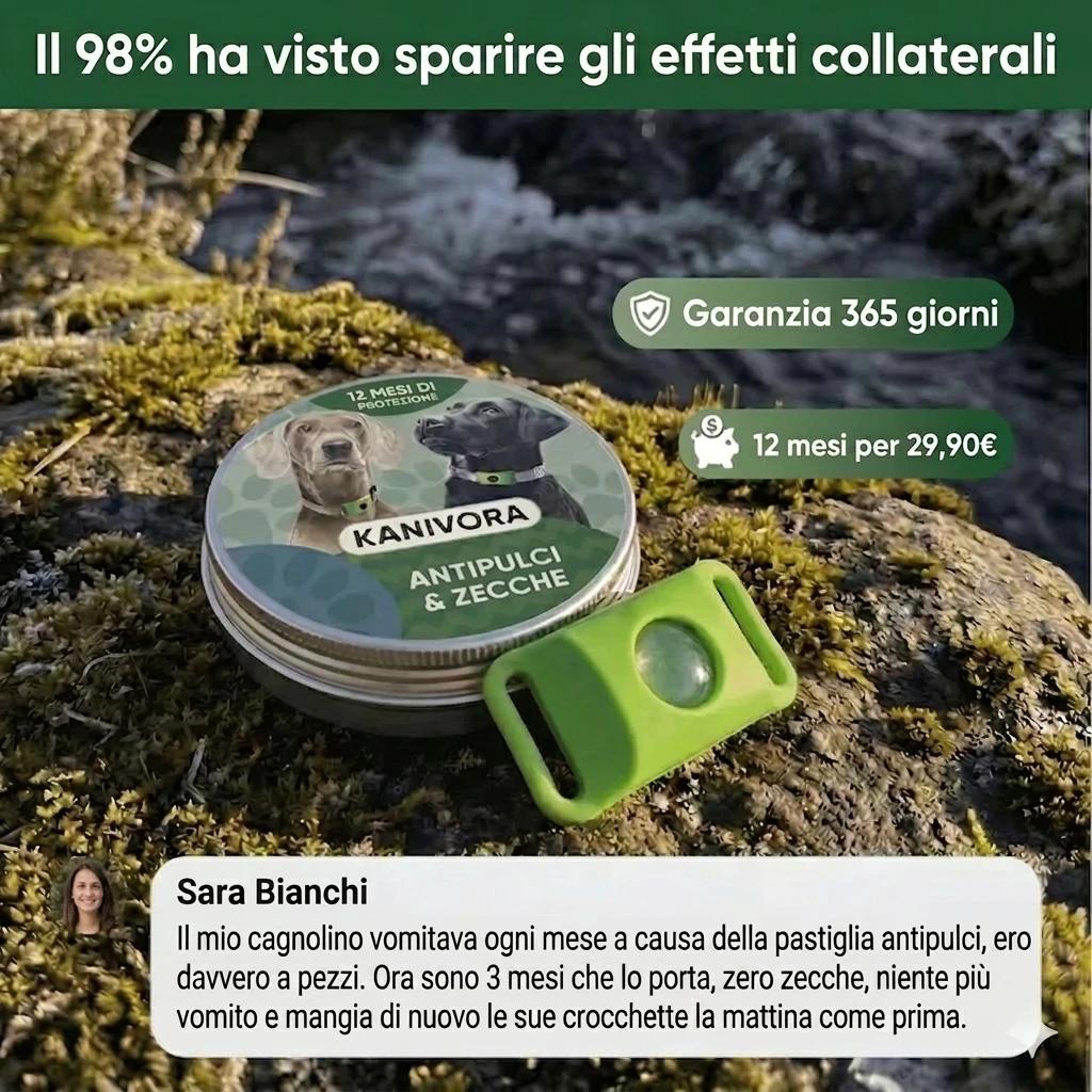 Ciondolo Antipulci Naturale — Protezione 12 Mesi per Cani